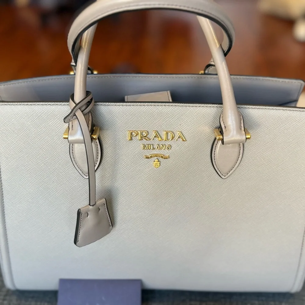 Prada Gray Leather Tote Bag - Picture 2 of 7